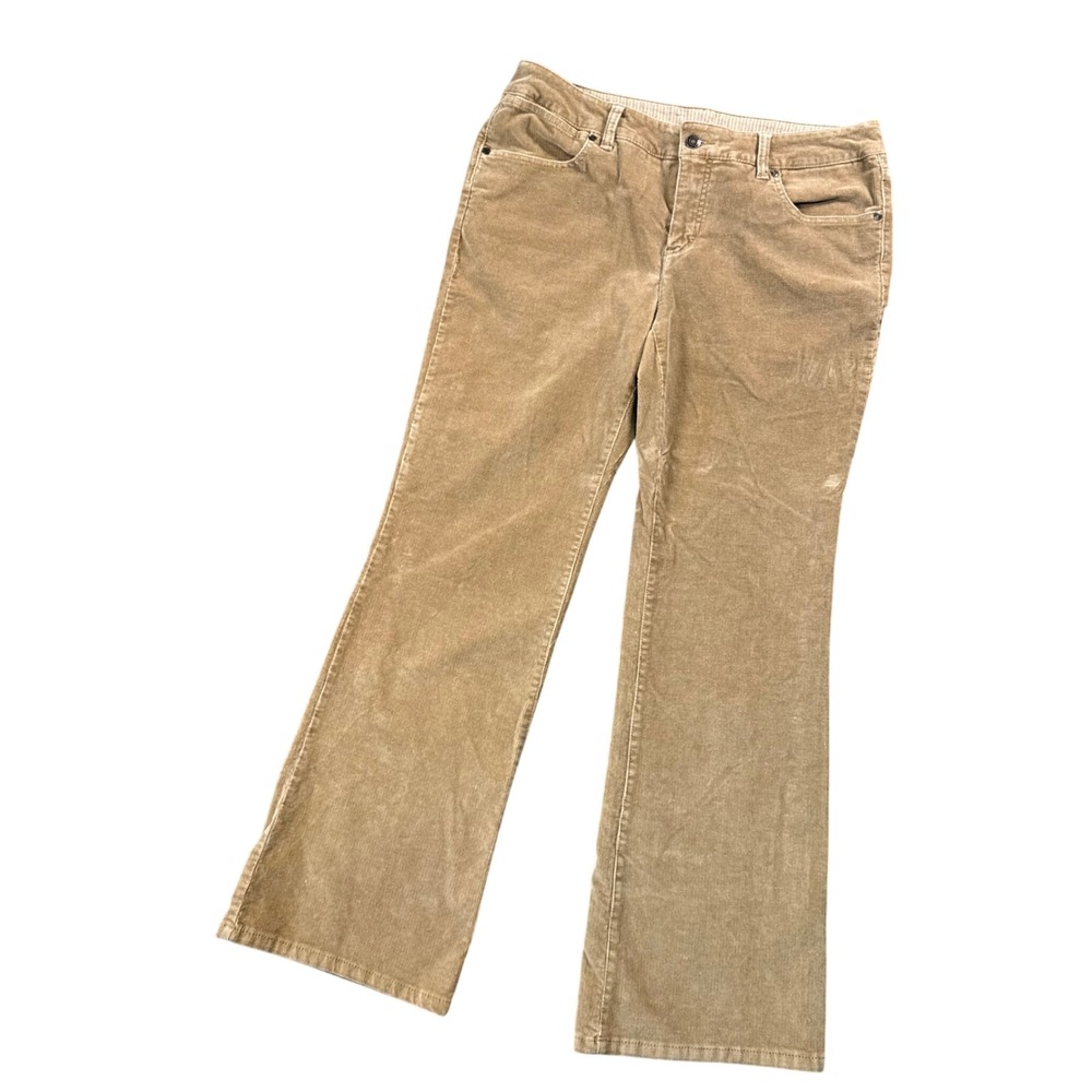 Vintage Faded Glory Tan Corduroy Flare Pants Women's‎ 12P Granola Officecore